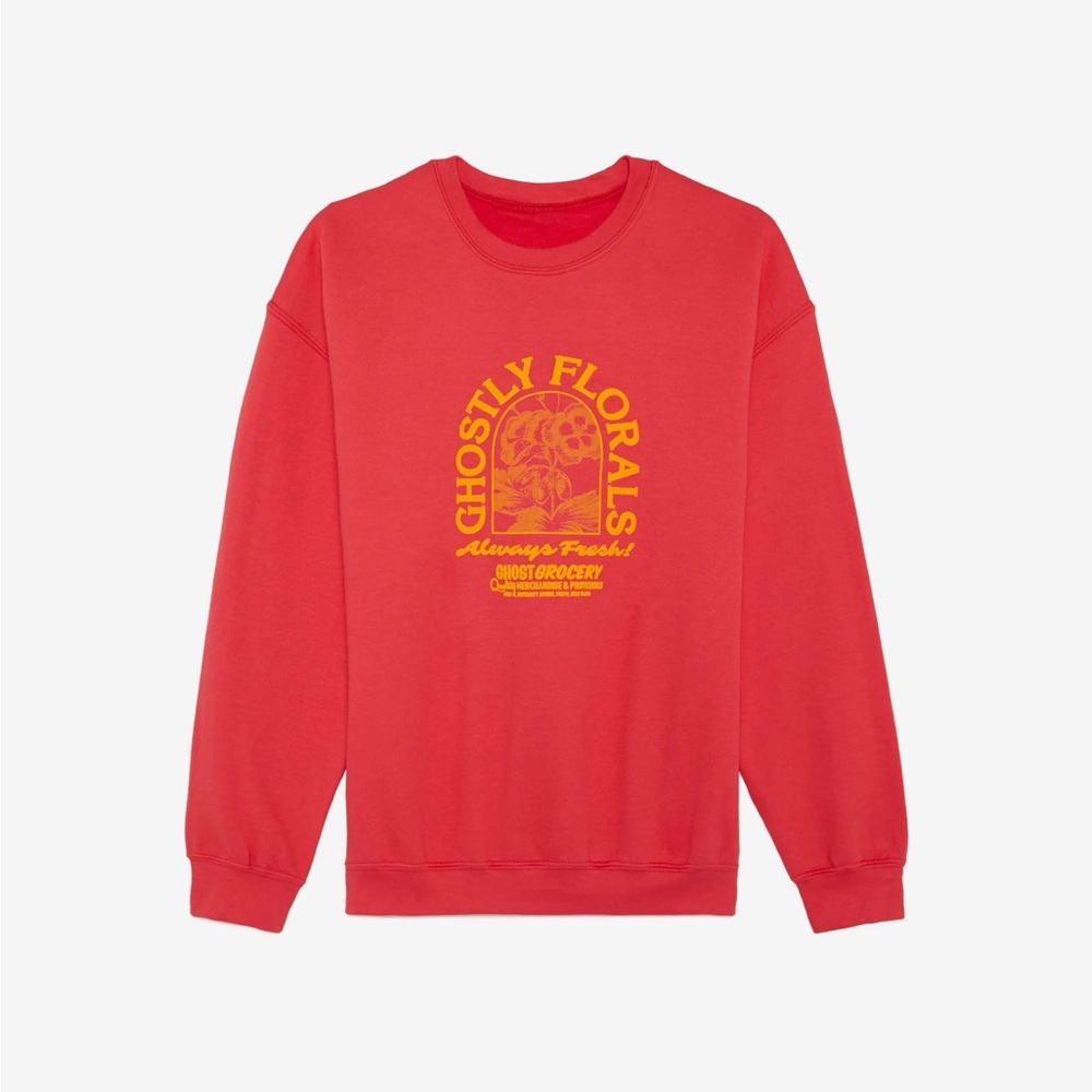 Lonely Ghost Red Sweatshirt with Yellow Graphic